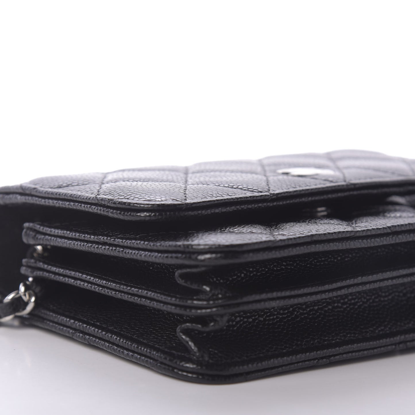 Caviar Quilted Mini Wallet On Chain WOC Black