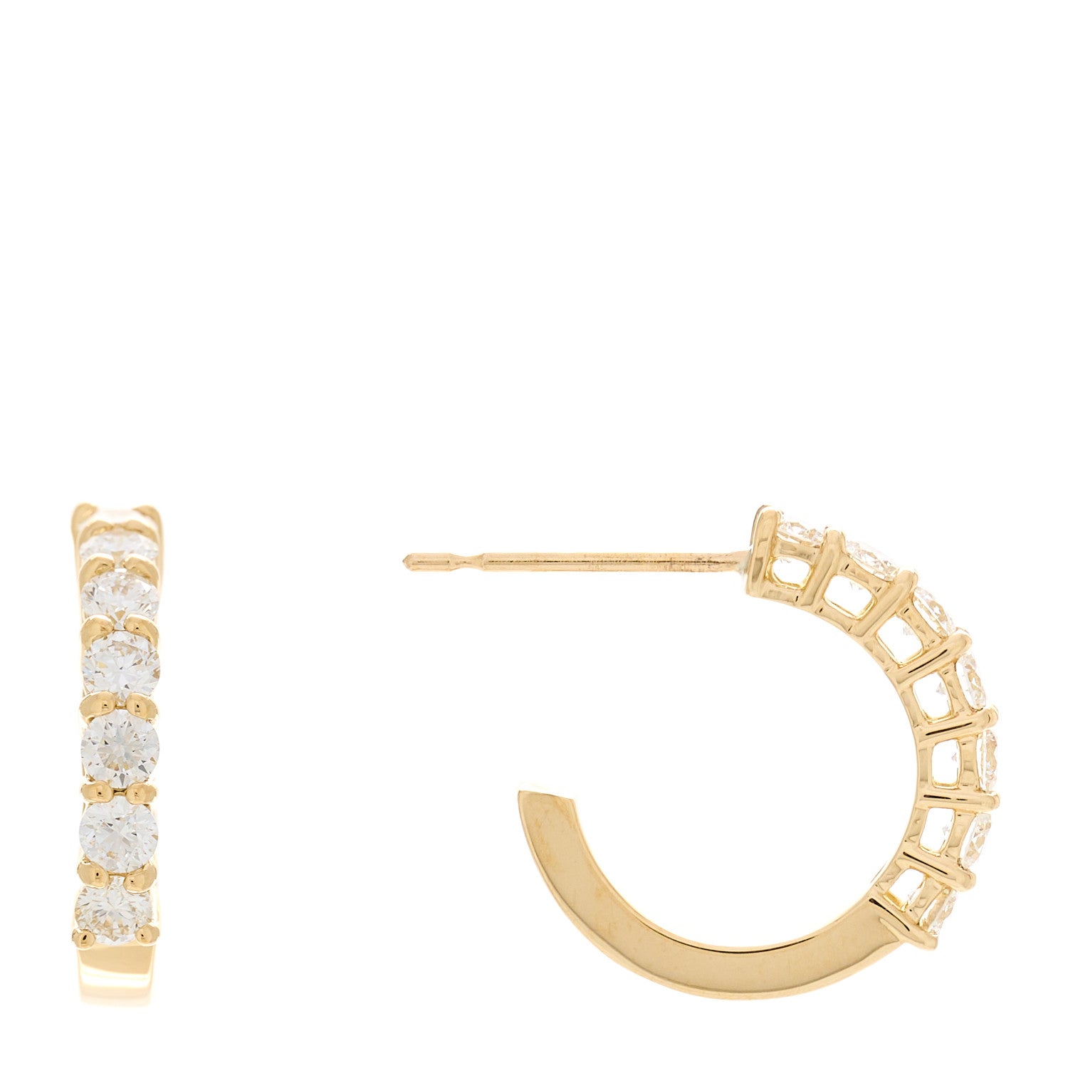 Parker & West by FASHIONPHILE 18K Yellow Gold Diamond .63ctw Small Hoop Earrings 1 of 5