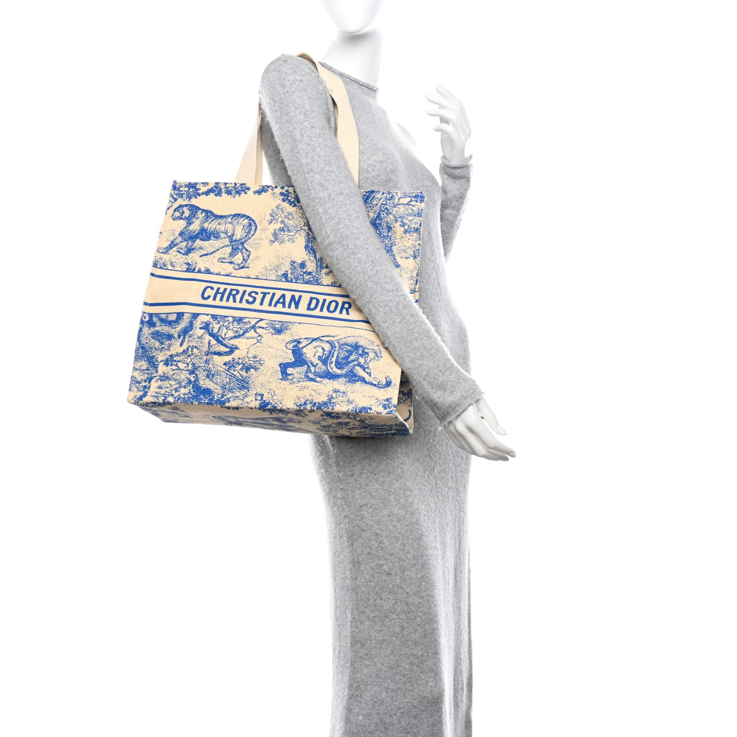 Christian Dior Straw Dioriviera Tote Blue 2 of 8