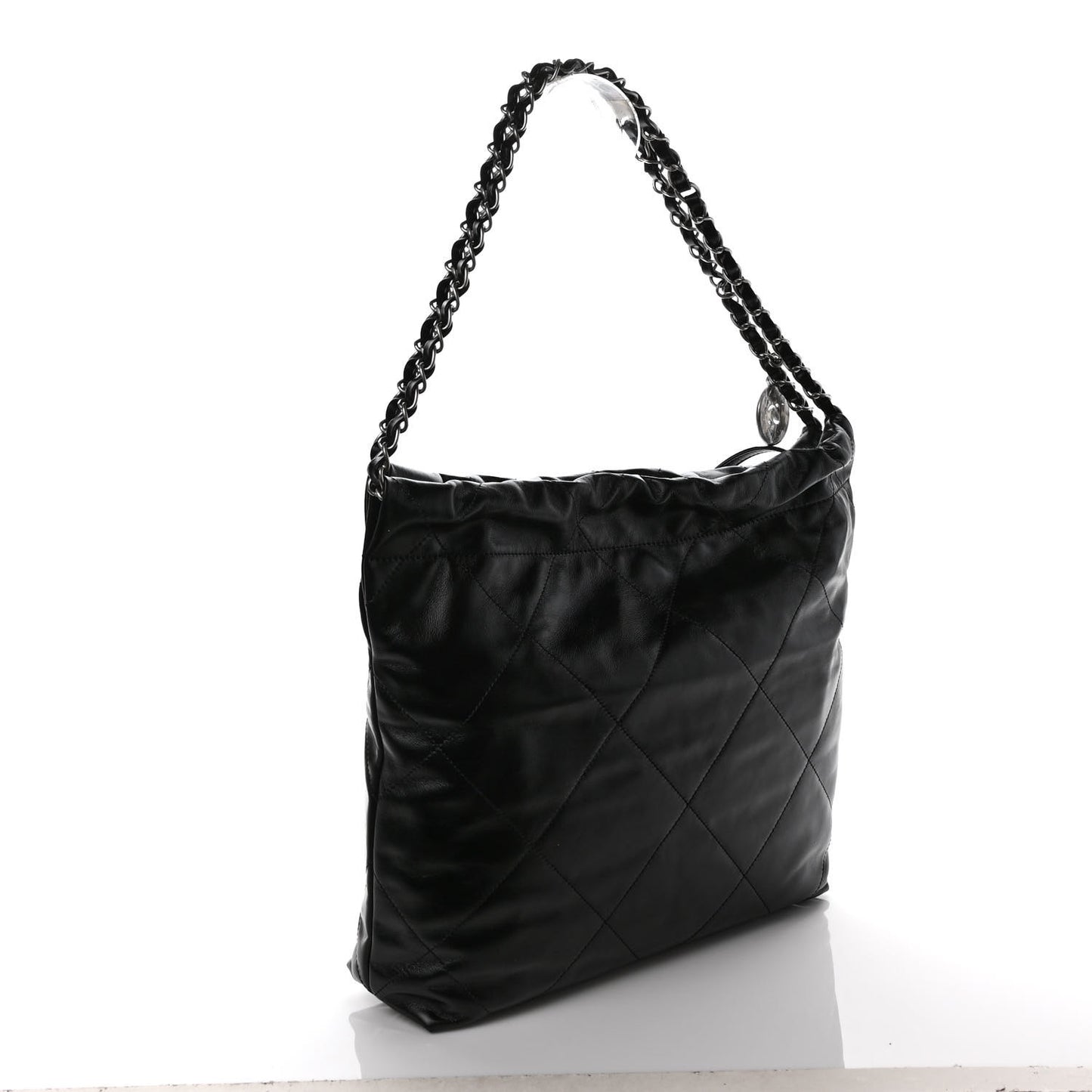 Shiny Calfskin Quilted Small Chanel 22 Black