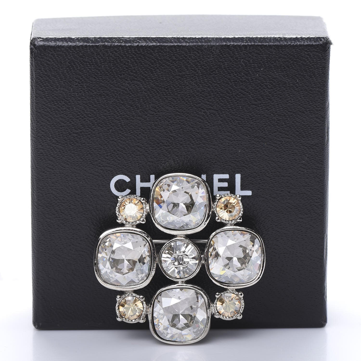 Chanel Crystal CC Brooch Silver 4 of 4