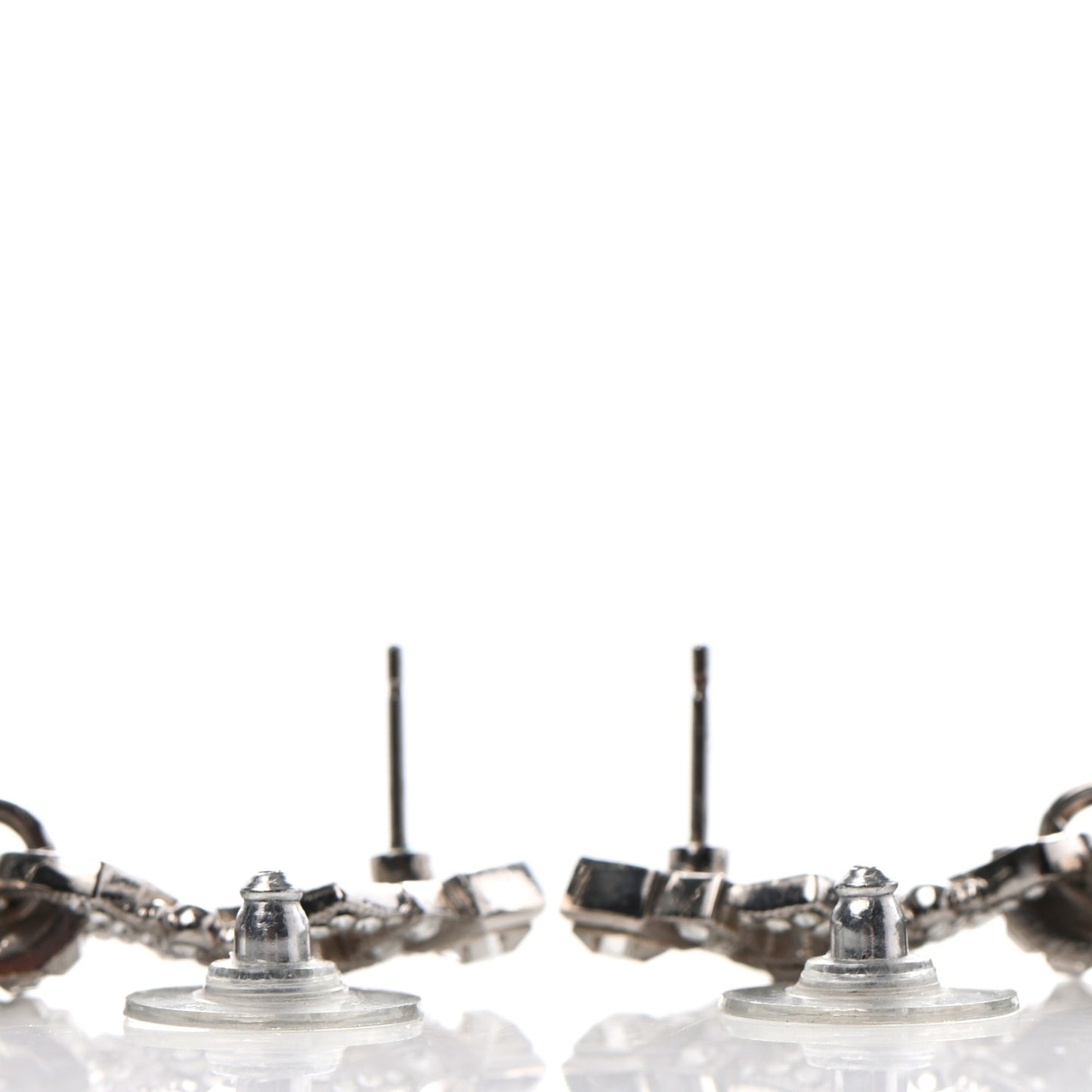 Crystal CC Drop Earrings Silver
