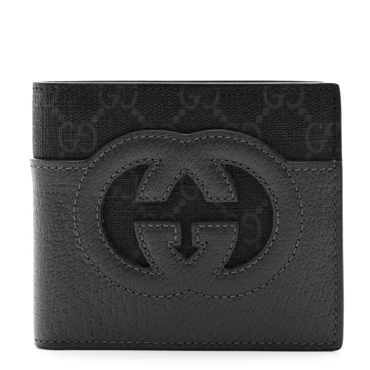 GG Supreme Monogram Azalea Calfskin Retro Interlocking G Bi-Fold Wallet Black