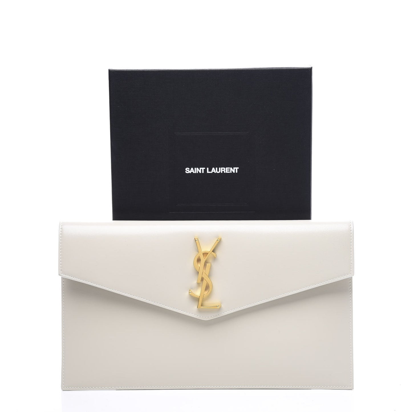Smooth Shiny Calfskin Uptown Pouch Crema Soft