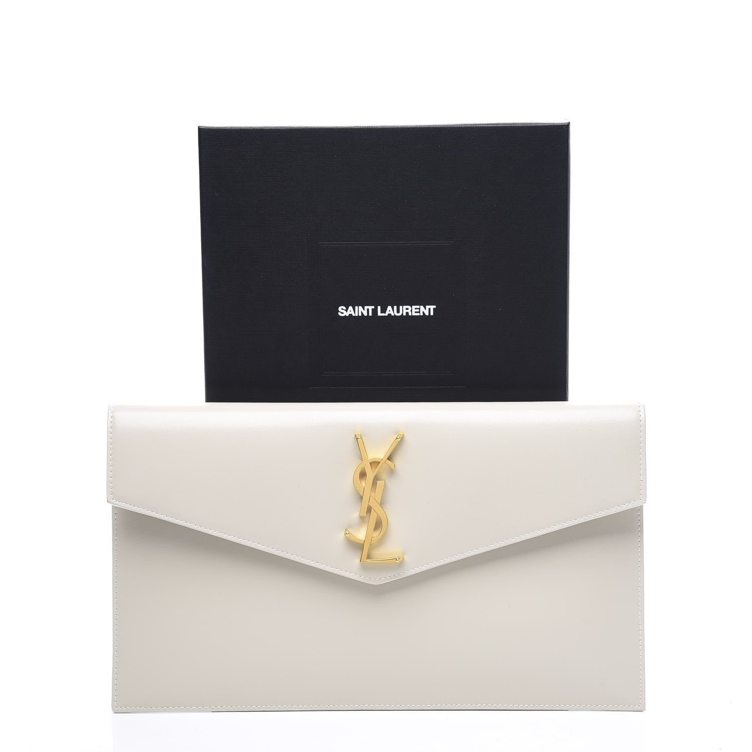 Saint Laurent Smooth Shiny Calfskin Uptown Pouch Crema Soft 9 of 9
