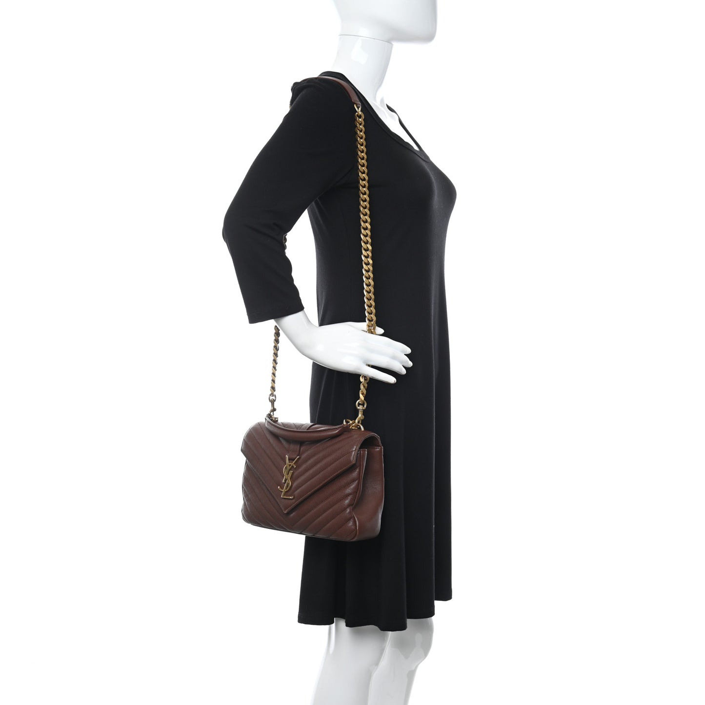 Sheepskin Matela5sse Chevron Monogram Medium College Bag Brandy