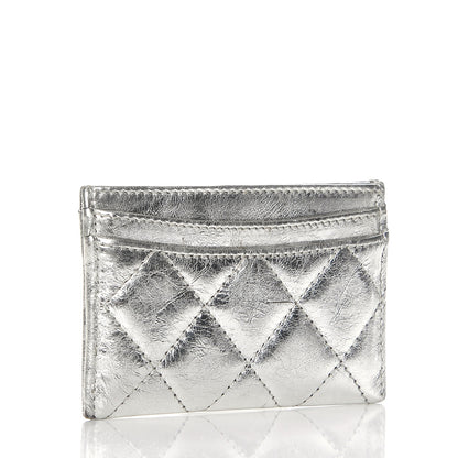 Chanel Metallic Aged Calfskin Quilted Reissue Card Holder Silver 3 of 10