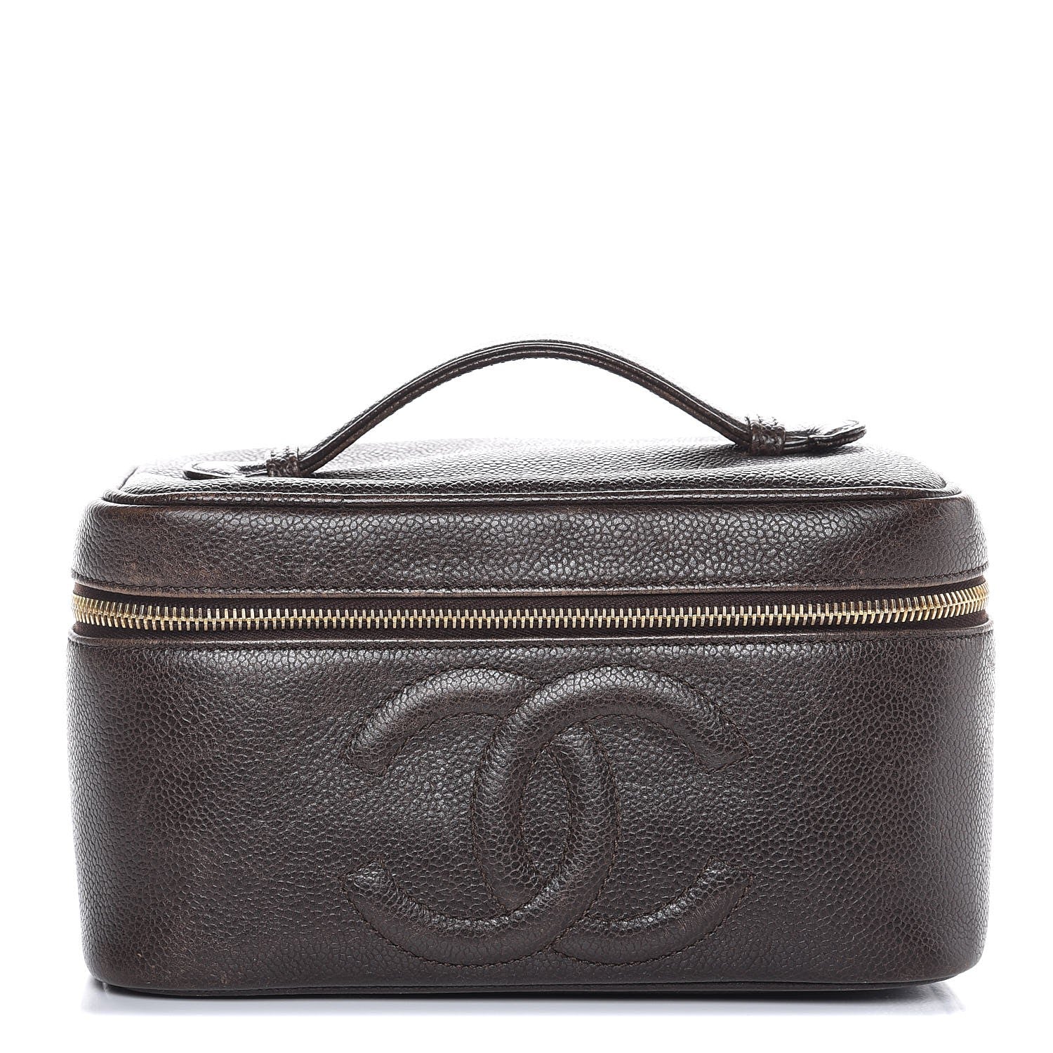 Chanel Caviar Vanity Cosmetic Case Brown 1 of 14
