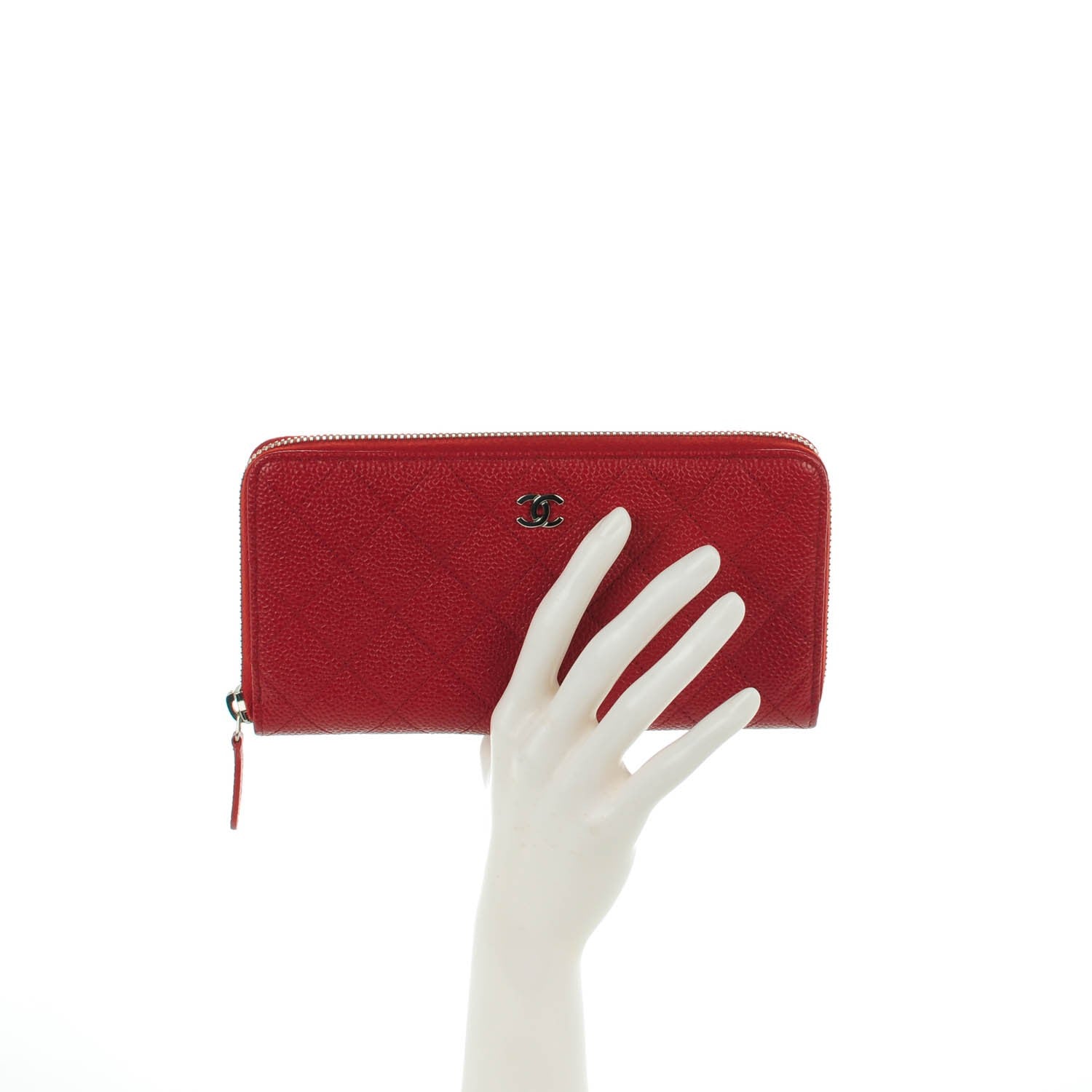 Chanel Caviar Quilted Large Gusset Zip Around Wallet Dark Red 2 of 8