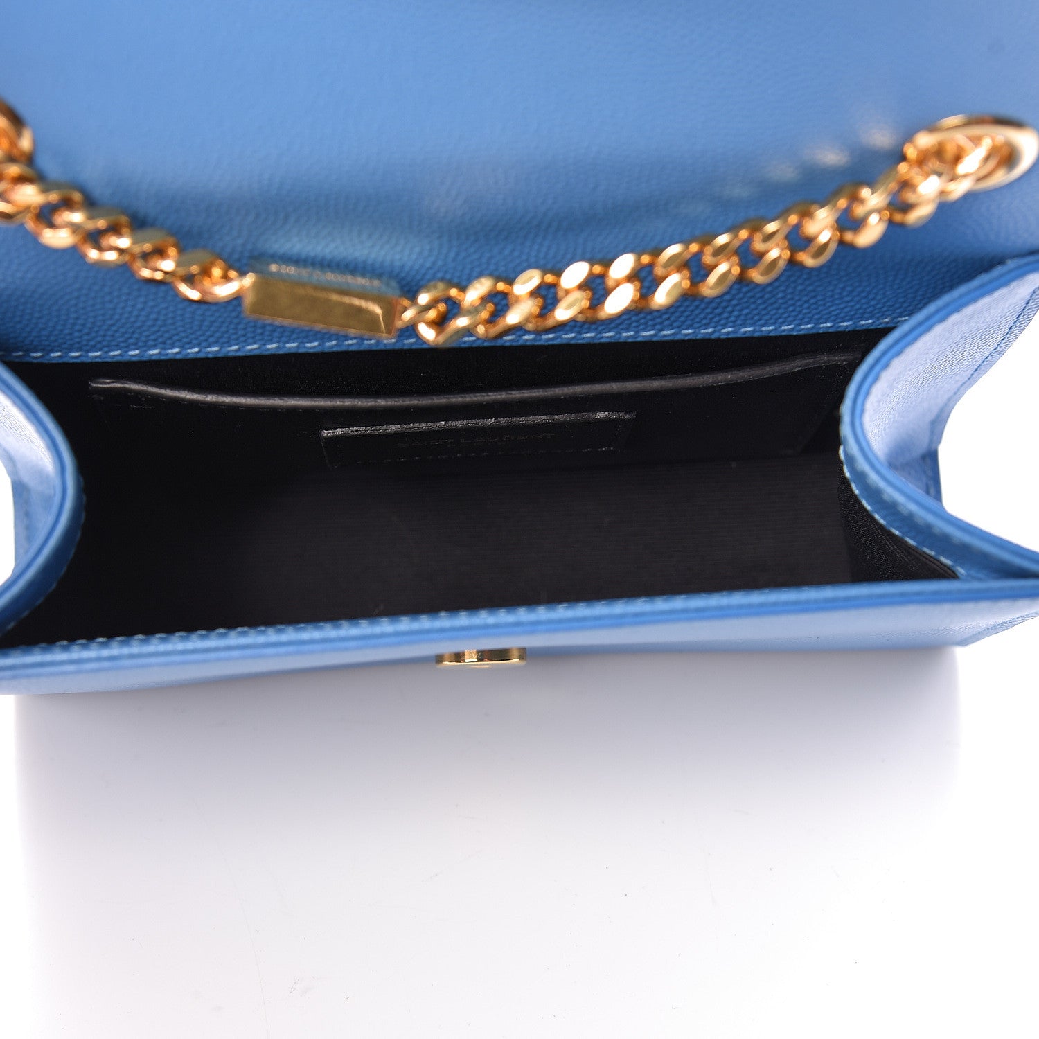 Saint Laurent Grain De Poudre Small Classic Monogram Kate Satchel Blue Clair 5 of 9
