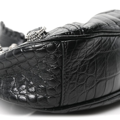 Balenciaga Extra Supple Calfskin Crystal Crocodile Embossed Le Cagole Shoulder Bag XS Black 10 of 11