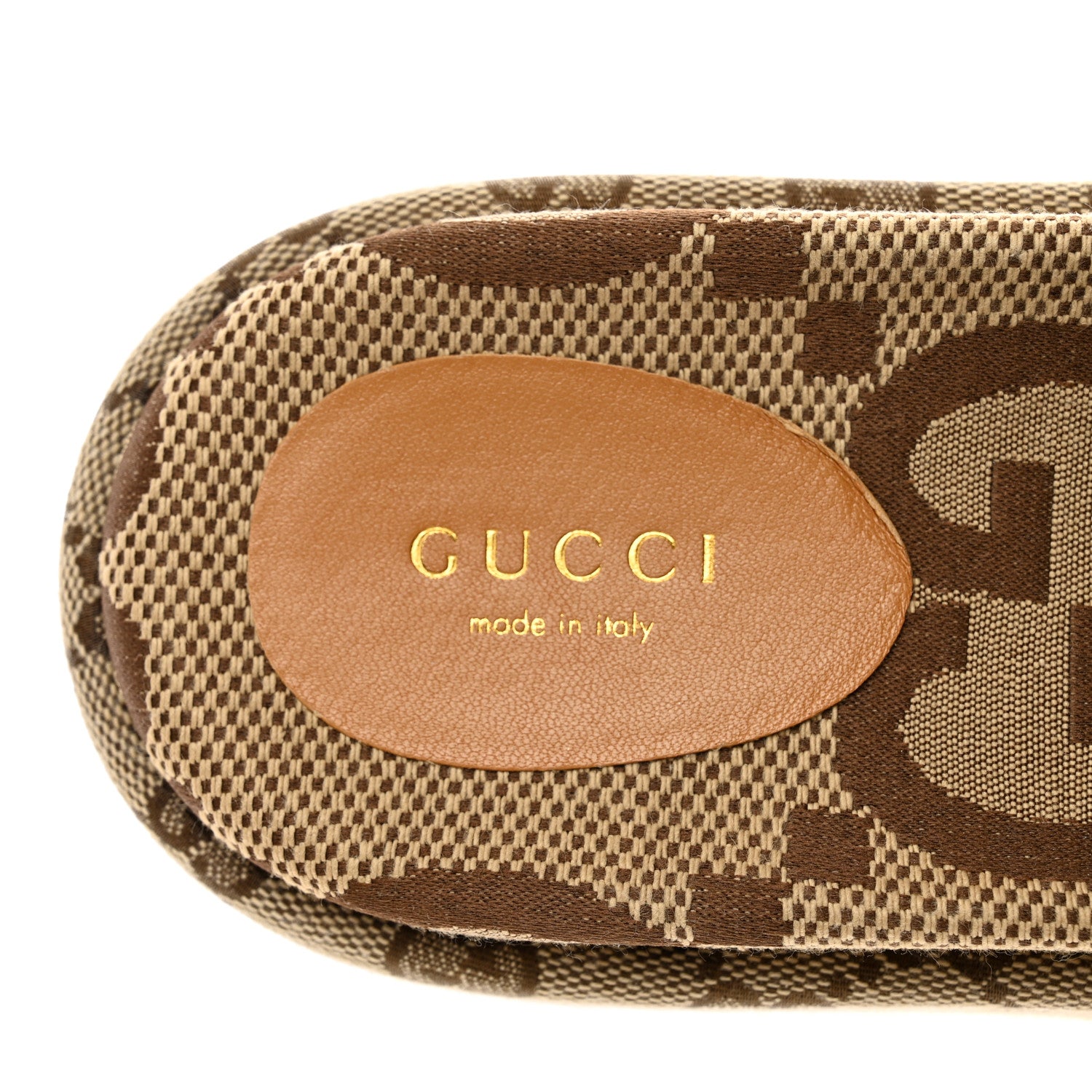 Gucci Monogram Maxi GG Angelina Platform 55mm Slide Sandals 39 Camel Ebony 7 of 8