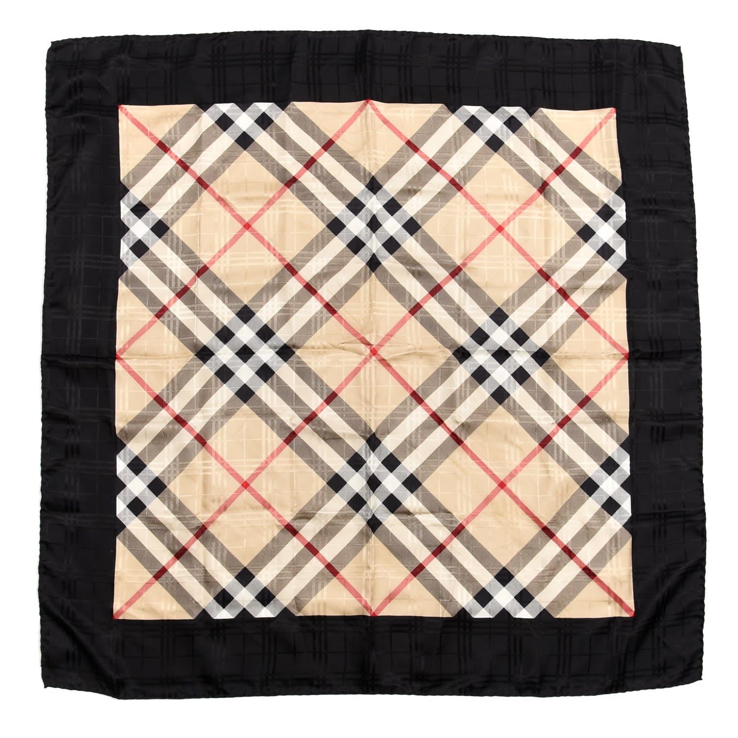 Burberry Silk Check Square Scarf Beige Black 1 of 3