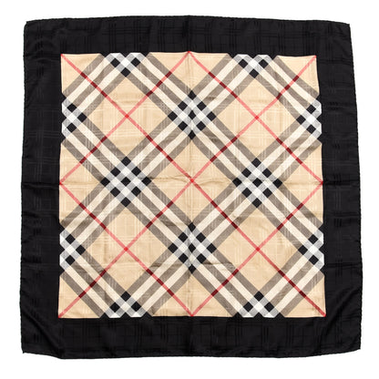 Burberry Silk Check Square Scarf Beige Black 1 of 3