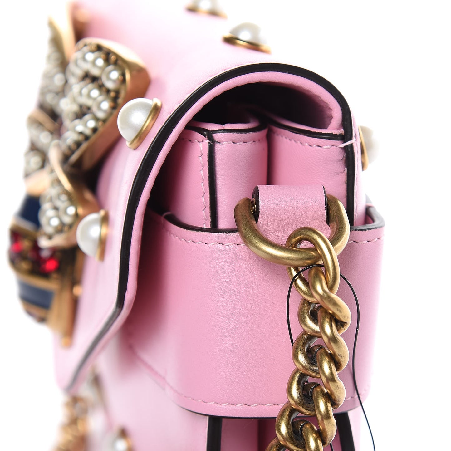 Nappa Pearl Studded Mini Queen Margaret Broadway Shoulder Bag Sugar Pink