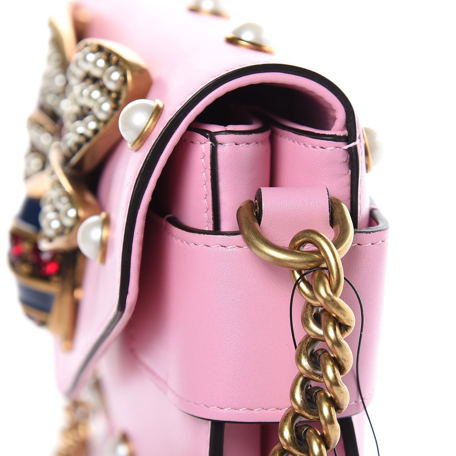 Gucci Nappa Pearl Studded Mini Queen Margaret Broadway Shoulder Bag Sugar Pink 12 of 13