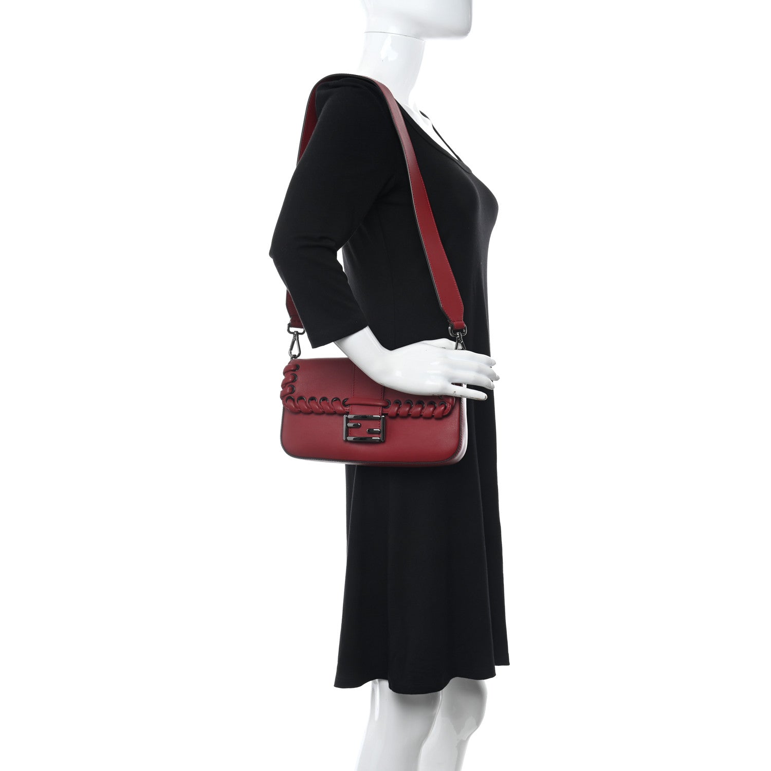 Fendi Vitello Dolce Lace Up Baguette Ribes 2 of 10
