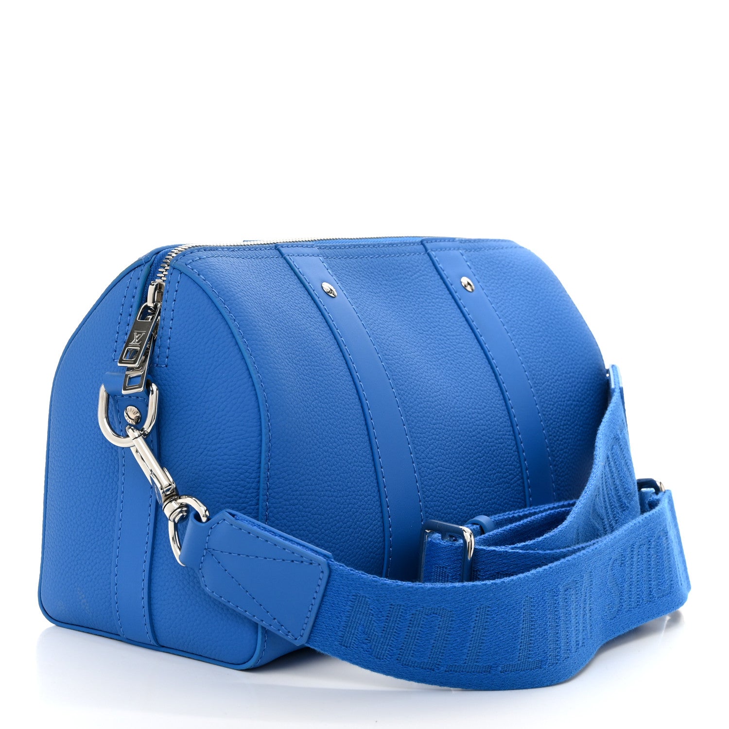 Louis Vuitton Grained Calfskin Aerogram City Keepall Bright Blue 3 of 9