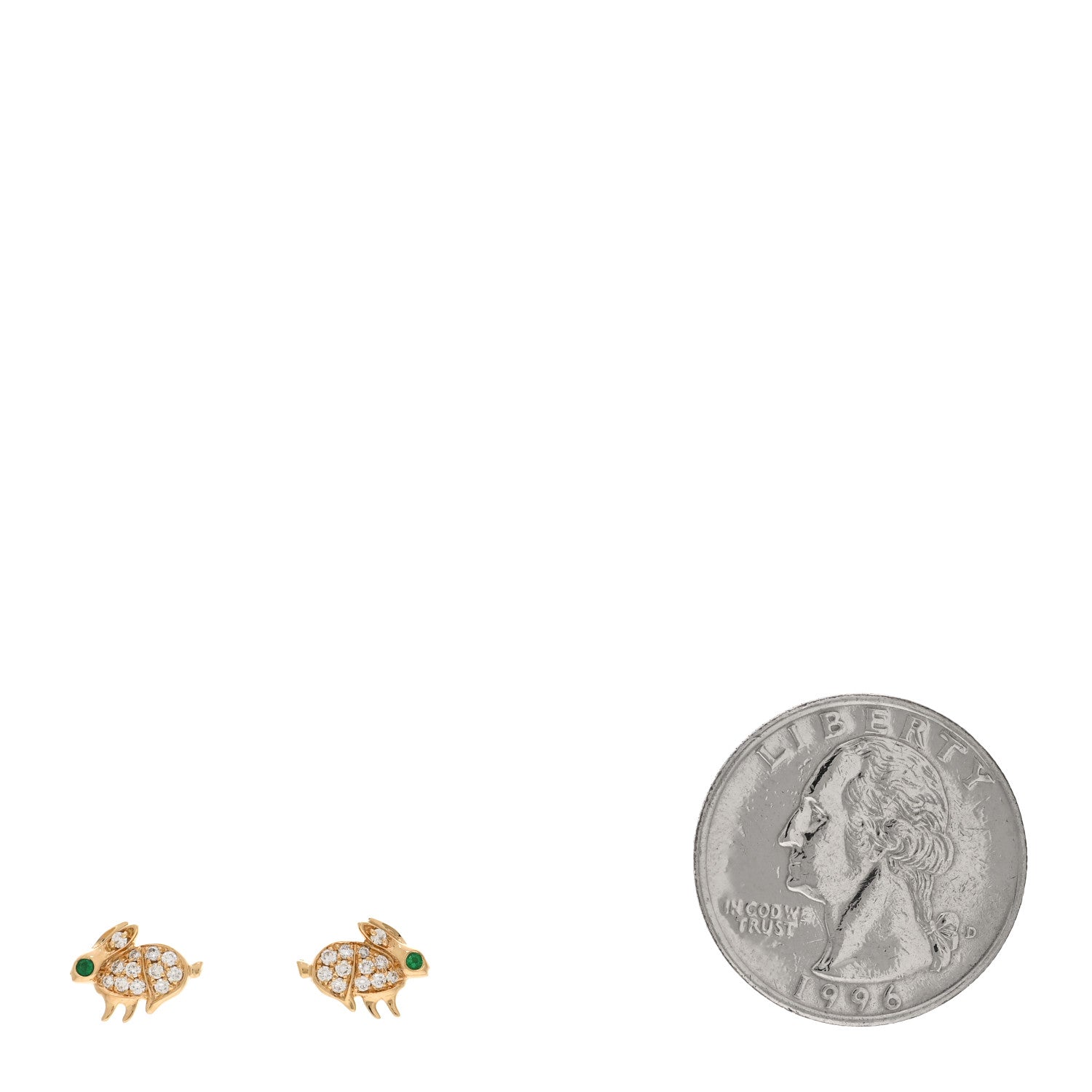 Anita Ko 18K Yellow Gold Diamond Emerald Bunny Stud Earrings 2 of 5