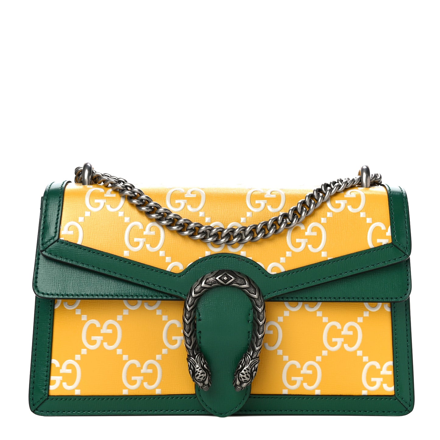 Azalea Calfskin GG Monogram Bi-Color Debossed Small Dionysus Shoulder Bag Stone Topaz Mystic White Emerald