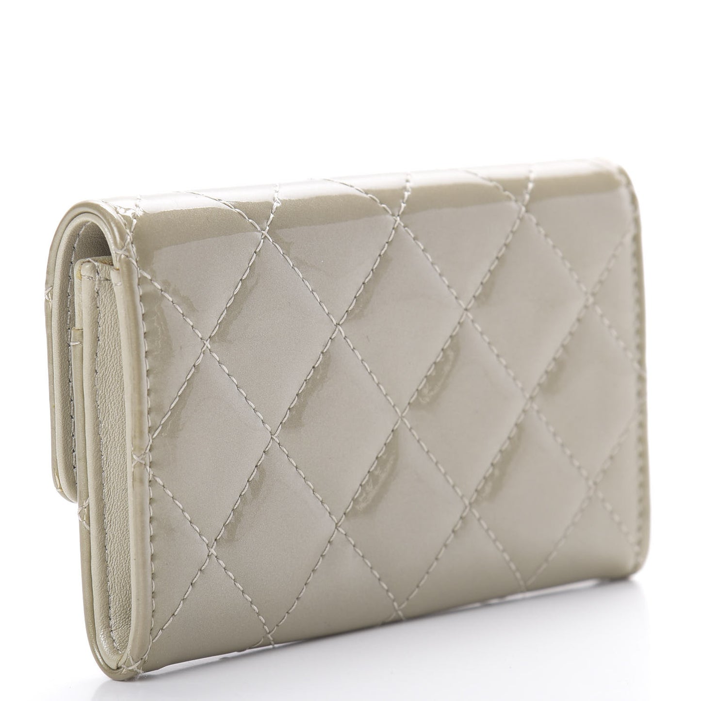Patent Quilted Card Holder Light Gold