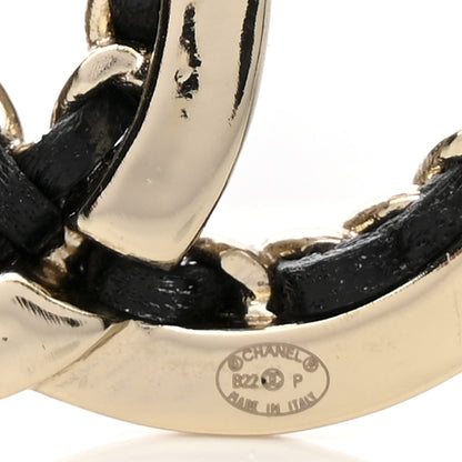 Chanel Lambskin Chain CC Drop Earrings Black Gold 4 of 4