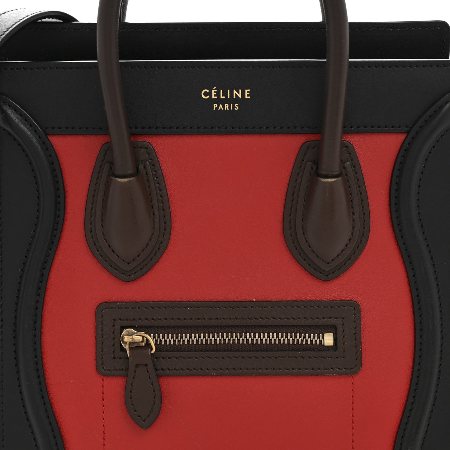 Smooth Calfskin Bullhide Nano Tri-Color Luggage Bright Red