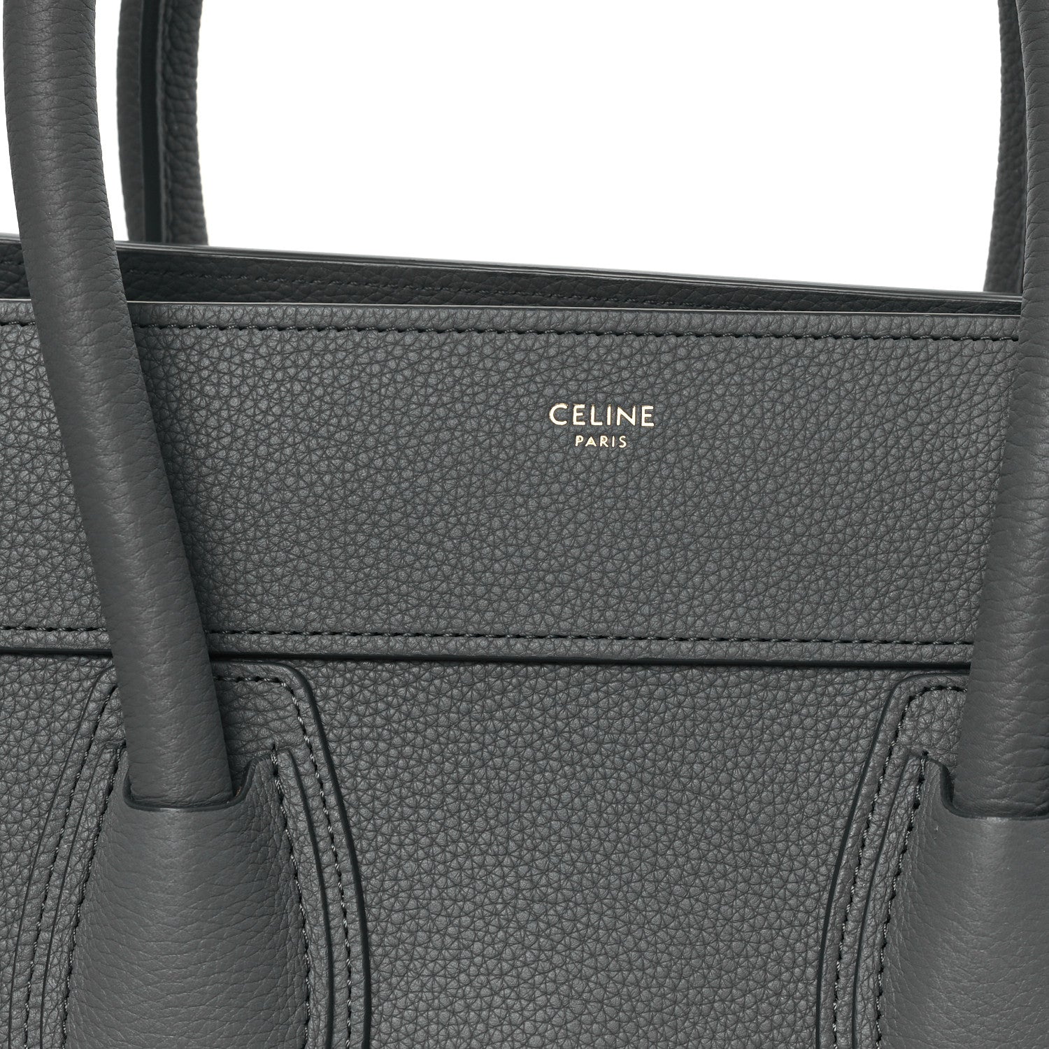 Celine Drummed Calfskin Mini Luggage Kohl 7 of 9