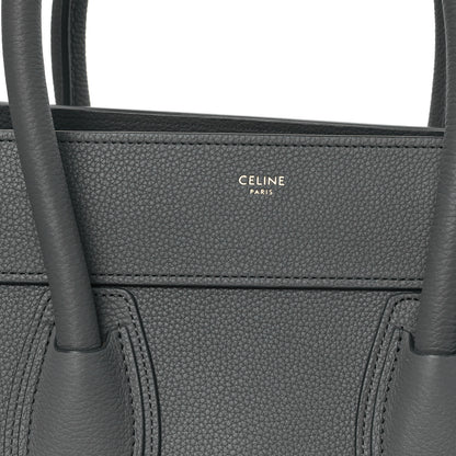 Celine Drummed Calfskin Mini Luggage Kohl 7 of 9