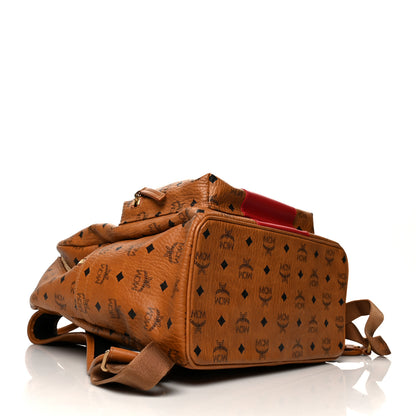 MCM Visetos Medium Stark Logo Stripe Backpack Cognac Red 3 of 8