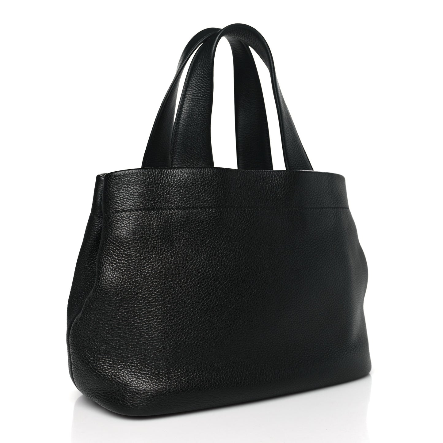 Vitello Daino Soft Perforated Logo Tote Black
