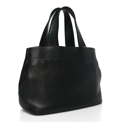 Prada Vitello Daino Soft Perforated Logo Tote Black 3 of 9