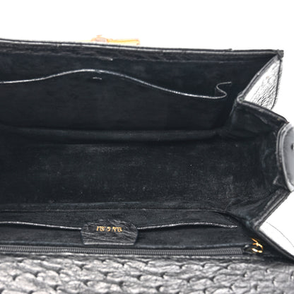 Gucci Ostrich Medium Bamboo Top Handle Bag Black 5 of 16