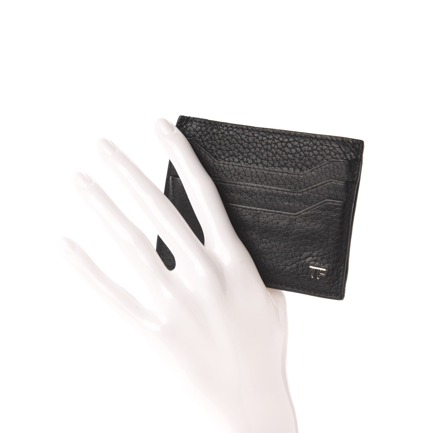 Tom Ford Grained Calfskin Open Side Card Holder Black 2 of 7