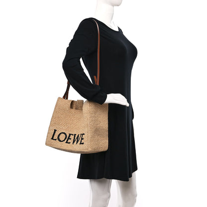 Loewe Raffia Medium Paula's Ibiza Logo Tote Natural Tan 3 of 10