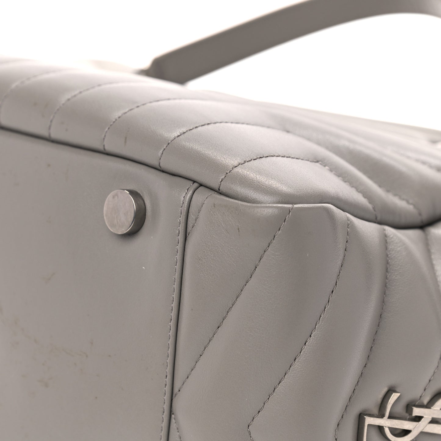 Calfskin Y Quilted Monogram Medium Loulou Bowling Bag Light Grey