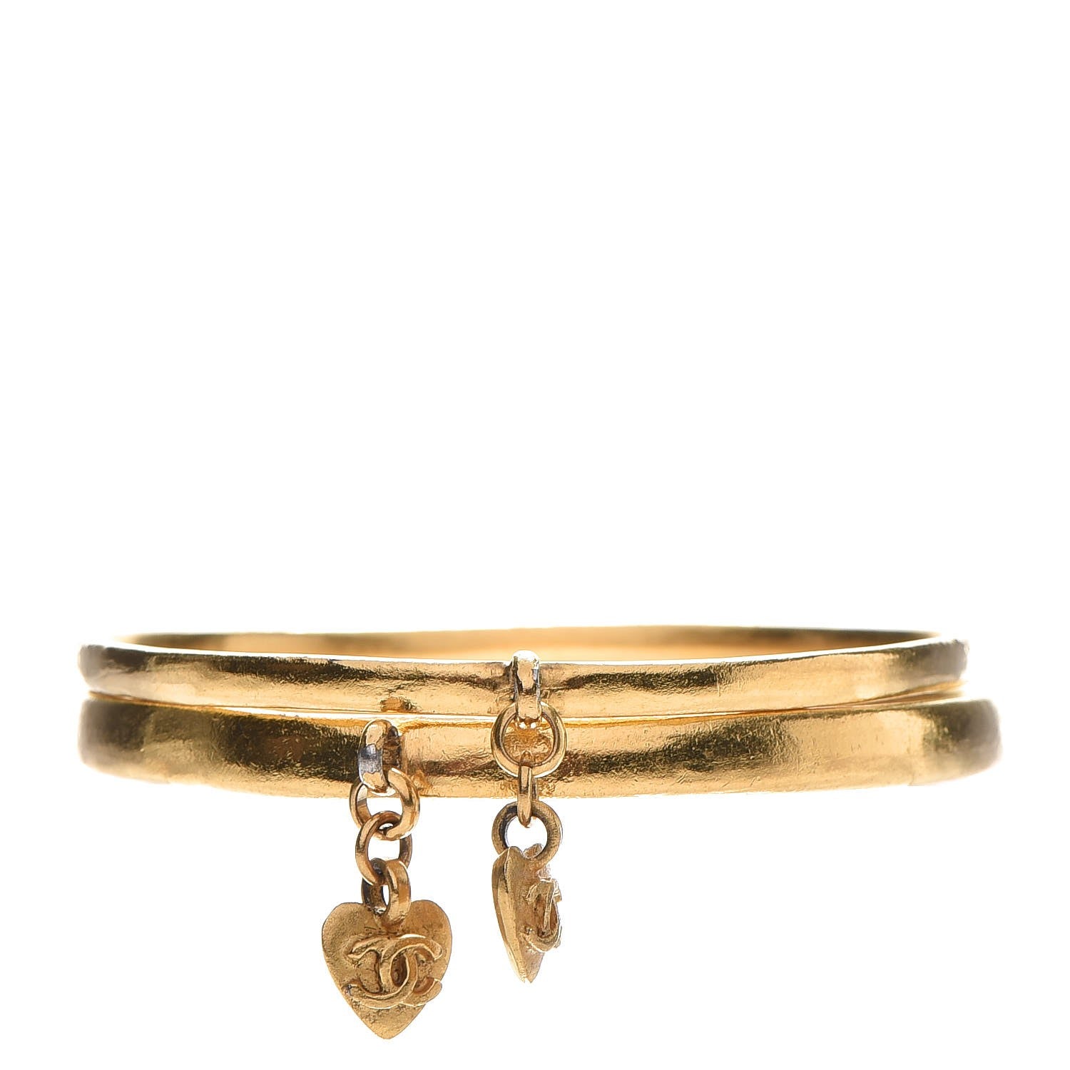 Chanel Metal Heart CC Bangle Bracelets Set of 2 Gold 1 of 4
