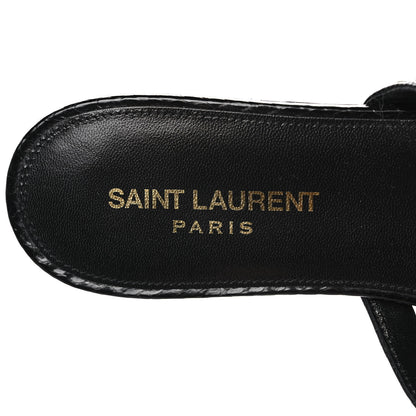 Saint Laurent Snakeskin Embossed Studded Gia Sandals 40 Black 7 of 8