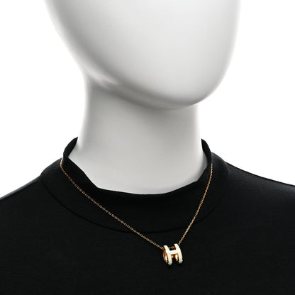 Hermes Lacquered Gold Pop H Pendant Necklace White 2 of 7