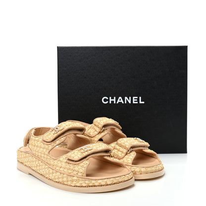 Chanel Braided Fabric Velcro Dad Sandals 38.5 Beige 11 of 11