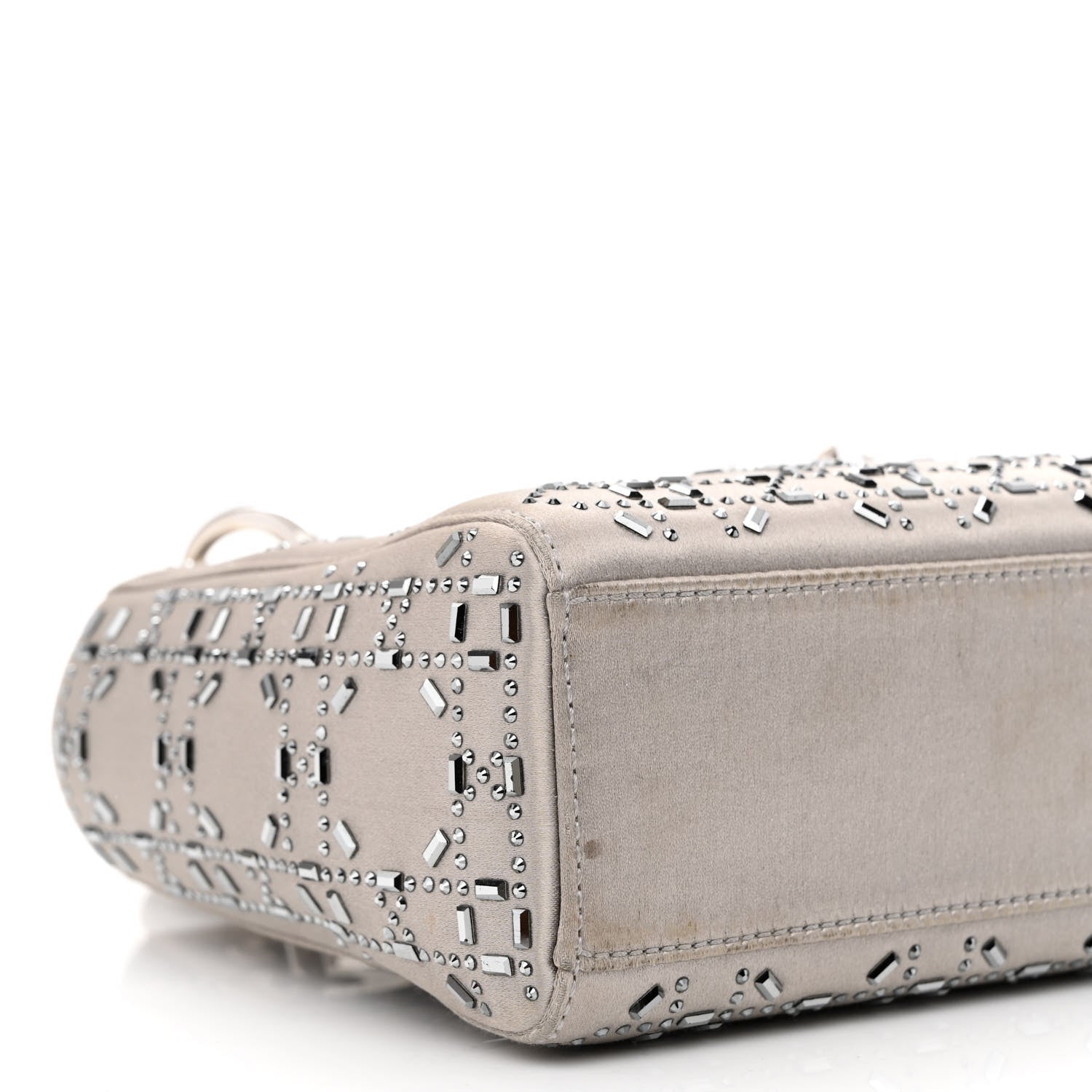 Christian Dior Satin Crystal Cannage Mini Lady Dior Gray 9 of 11