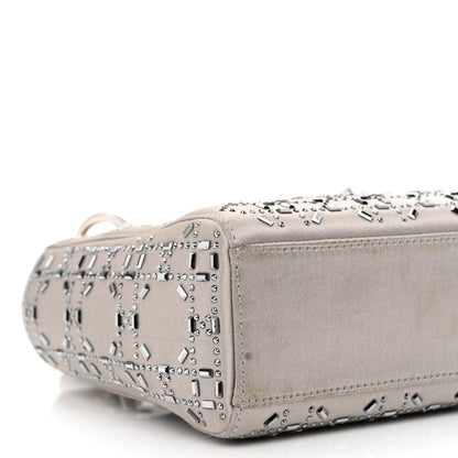 Christian Dior Satin Crystal Cannage Mini Lady Dior Gray 9 of 11