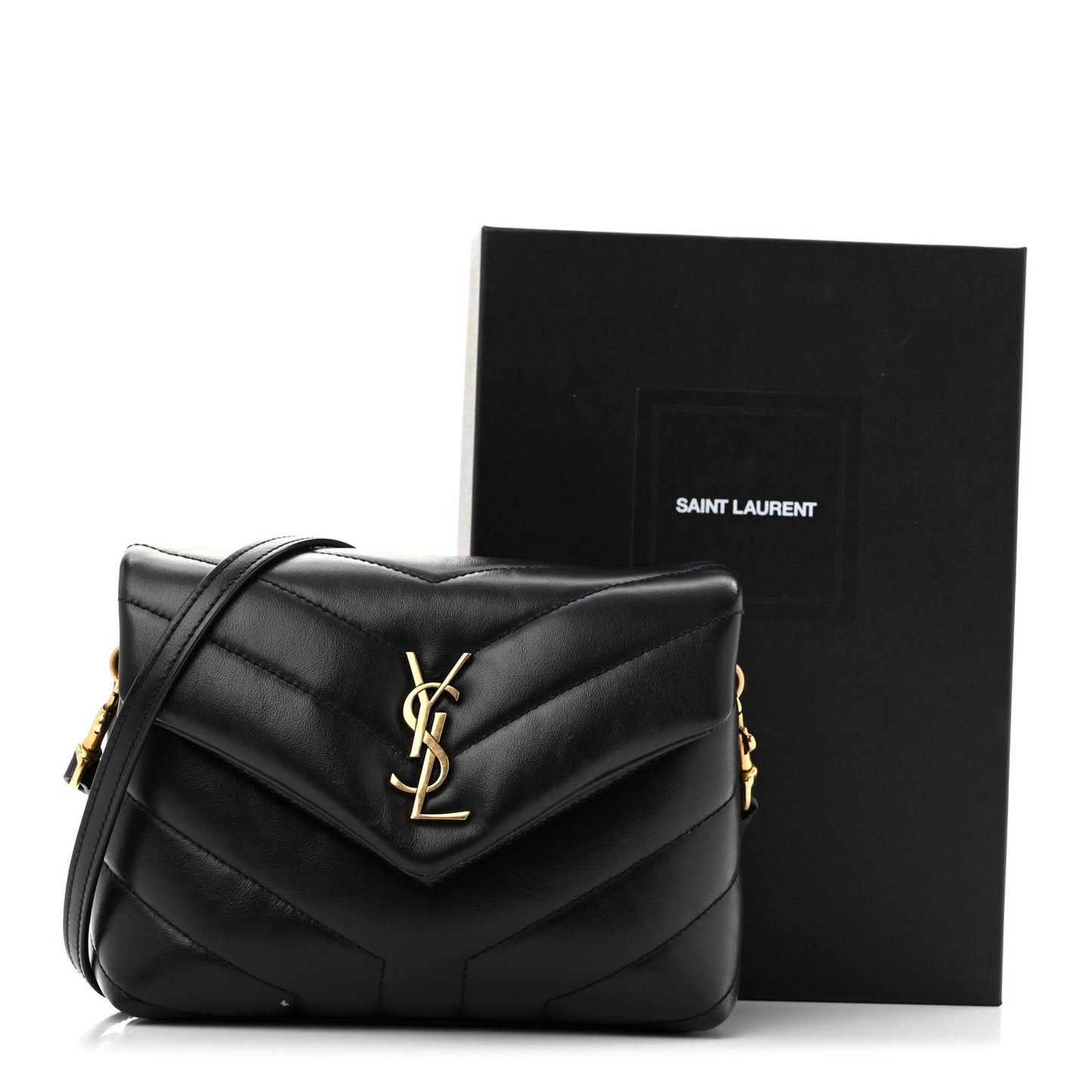Calfskin Y Quilted Monogram Toy Loulou Crossbody Bag Black
