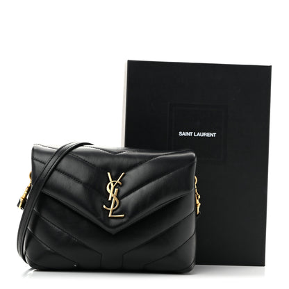 Saint Laurent Calfskin Y Quilted Monogram Toy Loulou Crossbody Bag Black 12 of 12