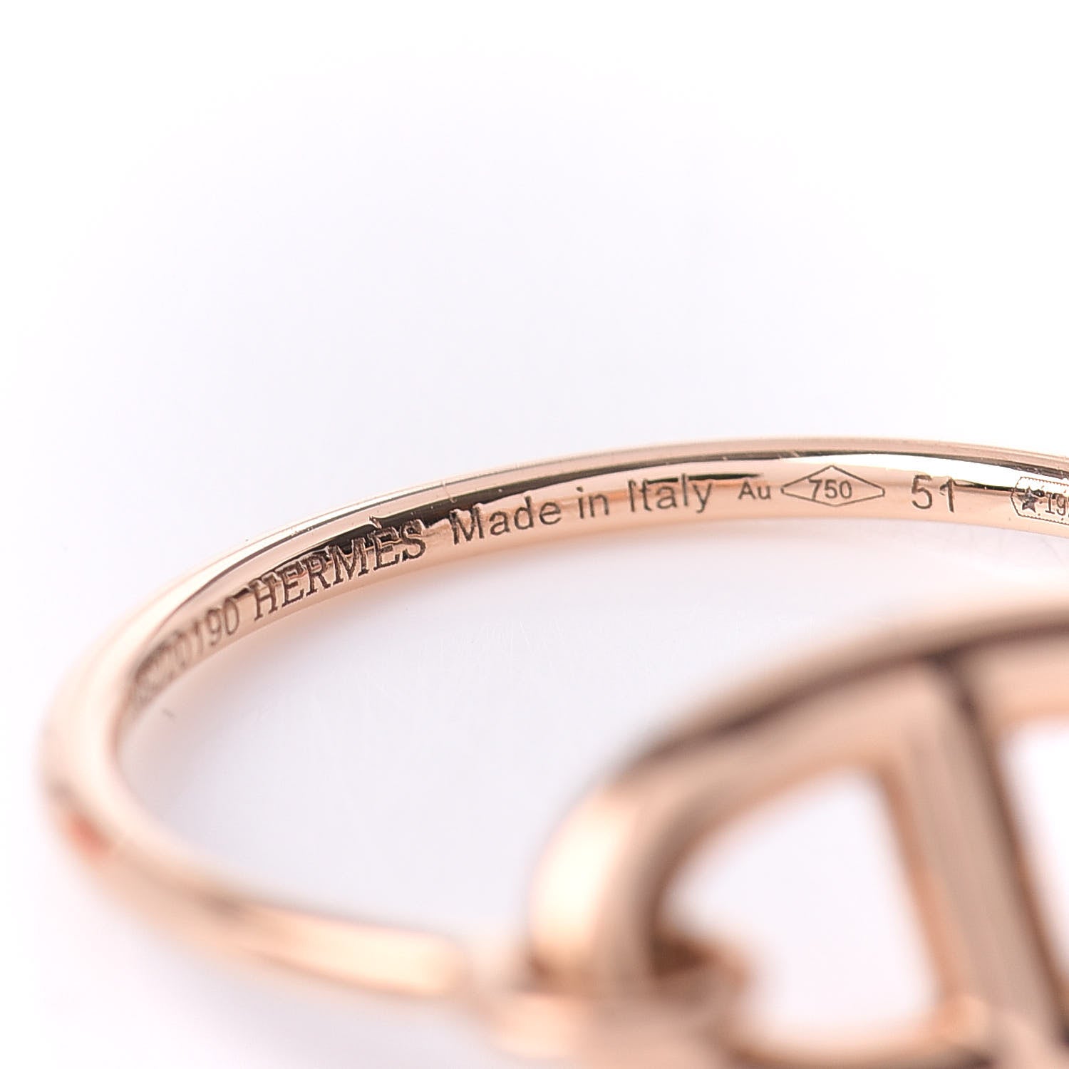Hermes 18K Rose Gold Chaine D'Ancre Ring 51 5.75 5 of 5