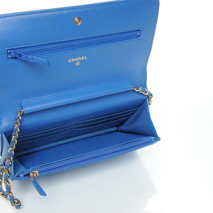Chanel Lambskin Quilted Boy Wallet On Chain WOC Blue 5 of 9