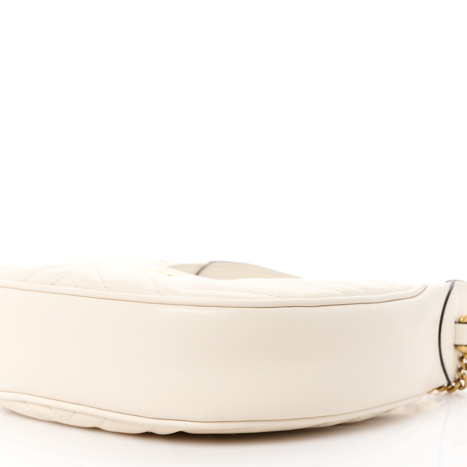Gucci Calfskin Matelasse Chevron Mini GG Marmont Half Moon Hobo Mystic White 10 of 10