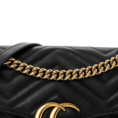 Gucci Calfskin Matelasse Small GG Marmont Shoulder Bag Black 8 of 13