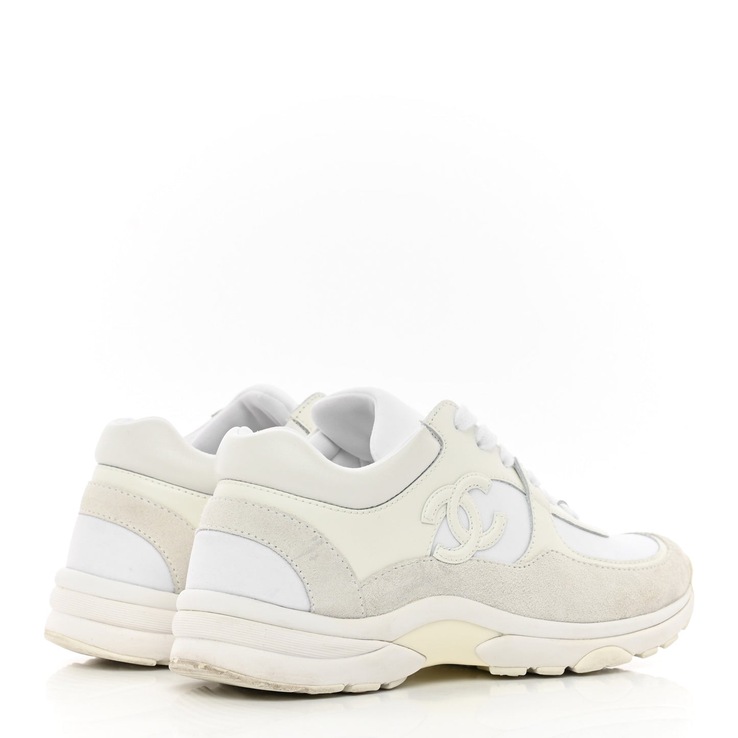 Suede Calfskin Fabric CC Sneakers 35.5 White