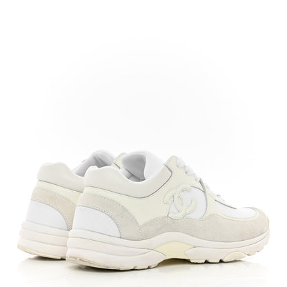 Chanel Suede Calfskin Fabric CC Sneakers 35.5 White 4 of 17